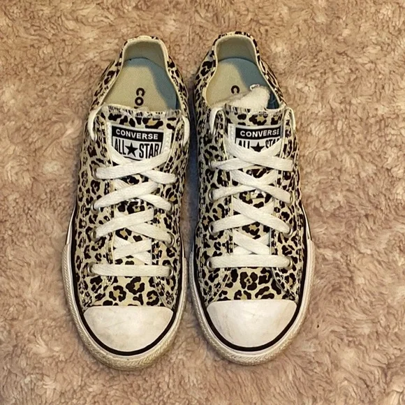 Converse Kids Black and White Leopard Sneakers - Picture 1 of 4